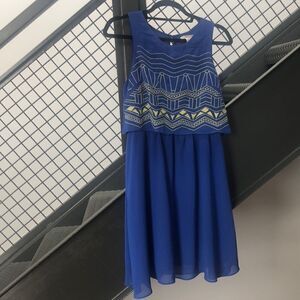 Esley blue tank dress with white embroidery Small